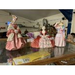 COLLECTION OF TWO ROYAL DOULTON FIGURES COMPRISING BELLE-O-THE-BALL HN1997, MISS DEMURE HN1402 AND A