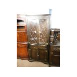 REPRODUCTION CORNER DISPLAY CABINET WITH LEADED GLAZING