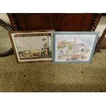 TWO LOCAL INTEREST FRAMED PRINTS, ONE A REPRODUCTION TOURIST POSTER FOR GREAT YARMOUTH AND GORLESTON