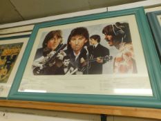 FRAMED PRINT COMMEMORATING THE LIFE OF GEORGE HARRISON, 49 X 69CM