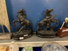 PAIR OF NICELY CAST FIGURES OF HORSES, EACH 32CM HIGH