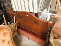 MAHOGANY DOUBLE BED HEADBOARD WITH TURNED COLUMNS