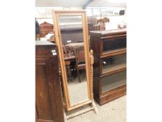 20TH CENTURY CHEVAL MIRROR WITH TURNED SUPPORTS, WIDTH 55CM