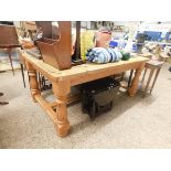 LARGE AND HEAVY PINE KITCHEN TABLE APPROX 182CM X 106CM