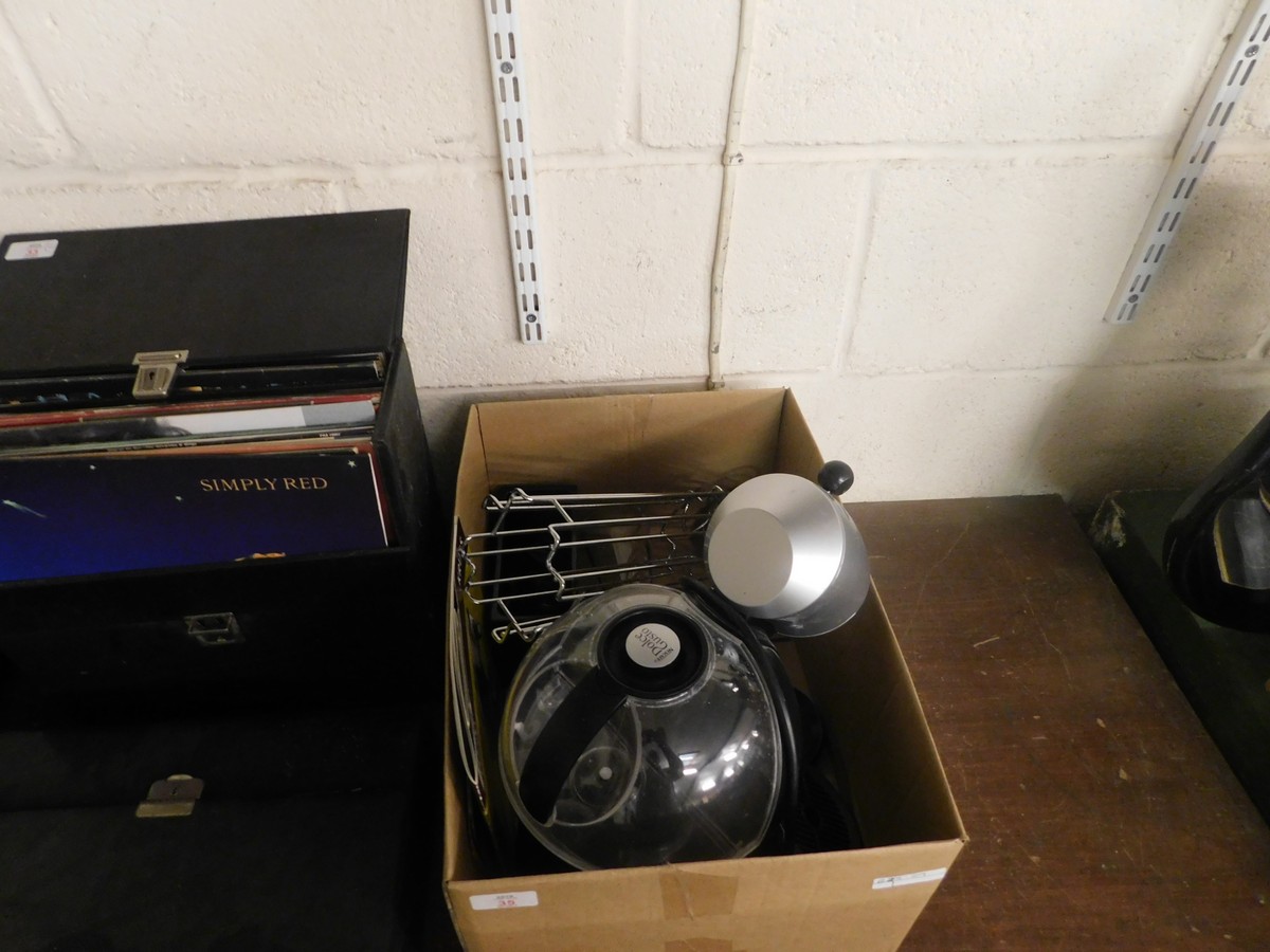 BOX OF MIXED KITCHEN WARES INCLUDING DOLCE GUSTO COFFEE CAPSULE MACHINE
