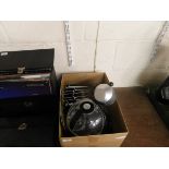 BOX OF MIXED KITCHEN WARES INCLUDING DOLCE GUSTO COFFEE CAPSULE MACHINE