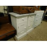 PAIR OF MODERN MARBLE TOPPED BEDSIDE CABINETS, EACH 42CM WIDE