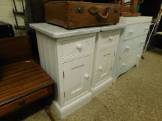 PAIR OF MODERN MARBLE TOPPED BEDSIDE CABINETS, EACH 42CM WIDE