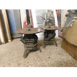 PAIR OF VINTAGE CAST METAL CANDLE HOLDERS OR LAMPS