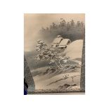 JAPANESE SCROLL PICTURE DEPICTING A SNOWY LANDSCAPE