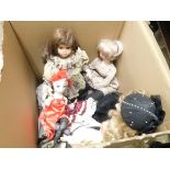 BOX CONTAINING COLLECTION OF VARIOUS COLLECTORS DOLLS