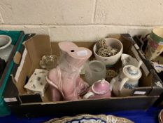 BOX CONTAINING VARIOUS HOUSEHOLD CHINA ETC