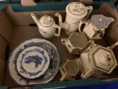 BOX CONTAINING MIXED CERAMICS INCLUDING CARLTON WARE, BOWLS, DOULTON, NORFOLK PATTERN PLATES,