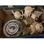 BOX CONTAINING MIXED CERAMICS INCLUDING CARLTON WARE, BOWLS, DOULTON, NORFOLK PATTERN PLATES,