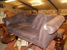 UPHOLSTERED TWO SEATER LEATHER SOFA APPROX 230CM WIDTH