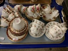 TRAY CONTAINING QUANTITY OF VARIOUS TEA WARES INCLUDING ROYAL ALBERT OLD COUNTRY ROSE, WINSOME AND