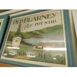 FRAMED REPRODUCTION ADVERTISING POSTER “OLD BLARNEY IRISH WHISKEY” 49 X 58CM