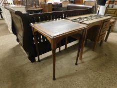 SMALL LEATHER INSET OCCASIONAL TABLE, 60CM SQUARE