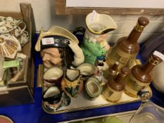 TRAY VARIOUS CERAMICS INCLUDING ROYAL DOULTON CAPTAIN HENRY MORGAN CHARACTER JUG, BURLINGTON TOBY