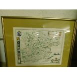 TWO FRAMED REPRODUCTION MAPS, ONE OF ESSEX, THE OTHER AUSTRALIA, EACH 25 X 32CM
