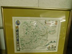 TWO FRAMED REPRODUCTION MAPS, ONE OF ESSEX, THE OTHER AUSTRALIA, EACH 25 X 32CM