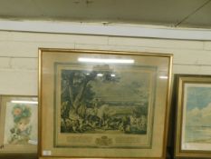 FRAMED FRENCH HUNTING INTEREST PRINT