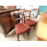 SET OF FOUR MAHOGANY UPHOLSTERED DINING CHAIRS