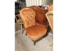 UPHOLSTERED BUTTON BACK BEDROOM CHAIR