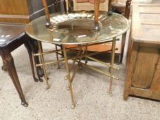 CIRCULAR COPPER TOP BRASS FOLDING TABLE 74CM DIAM