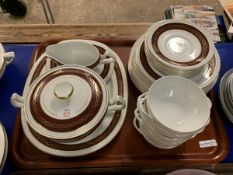 TRAY OF SIMPSONS ROTHESAY DINNER SERVICE INCLUDING TUREEN, GRAVY BOAT, SOUP DISHES, PLATES ETC