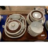 TRAY OF SIMPSONS ROTHESAY DINNER SERVICE INCLUDING TUREEN, GRAVY BOAT, SOUP DISHES, PLATES ETC