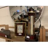 QUARTZ MANTEL CLOCK TOGETHER WITH A NOVELTY LIGHTHOUSE LAMP