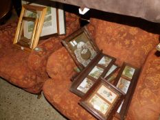 COLLECTION OF VARIOUS PICTURE FRAMES TO INCLUDE SOME FRAMED EDWARDIAN GREETINGS CARDS ETC