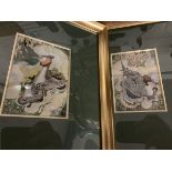 TWO FRAMED WOVEN PICTURES BY CASH’S OF A GREAT CRESTED GREBE AND PINTAIL DUCK