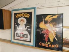 TWO REPRODUCTION MARTINI/CINZANO POSTERS