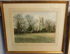 Godfrey Arnison, signed watercolour, "Salle Church, Norfolk, Jan 1991", 29 x 37cm