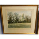 Godfrey Arnison, signed watercolour, "Salle Church, Norfolk, Jan 1991", 29 x 37cm