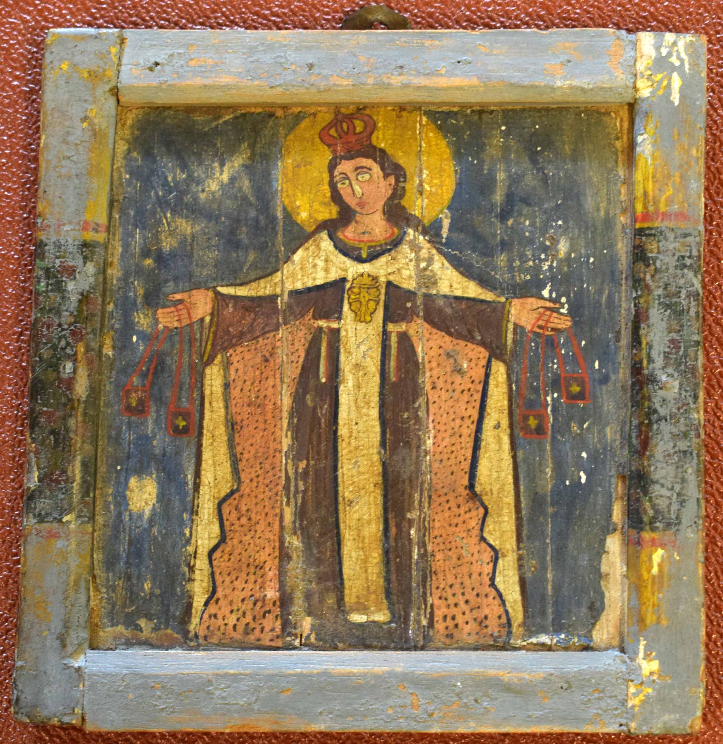 Early icon on panel, 13 x 12cm