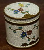 Chinese cloisonne circular jar and cover, 8cm high