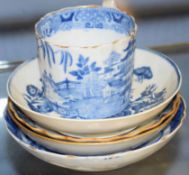 Collection of English and Chinese ceramics comprising a coffee can and four saucers (5)