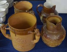 Group of four Doulton Lambeth harvest wares, late 19th/early 20th century comprising a large tyg