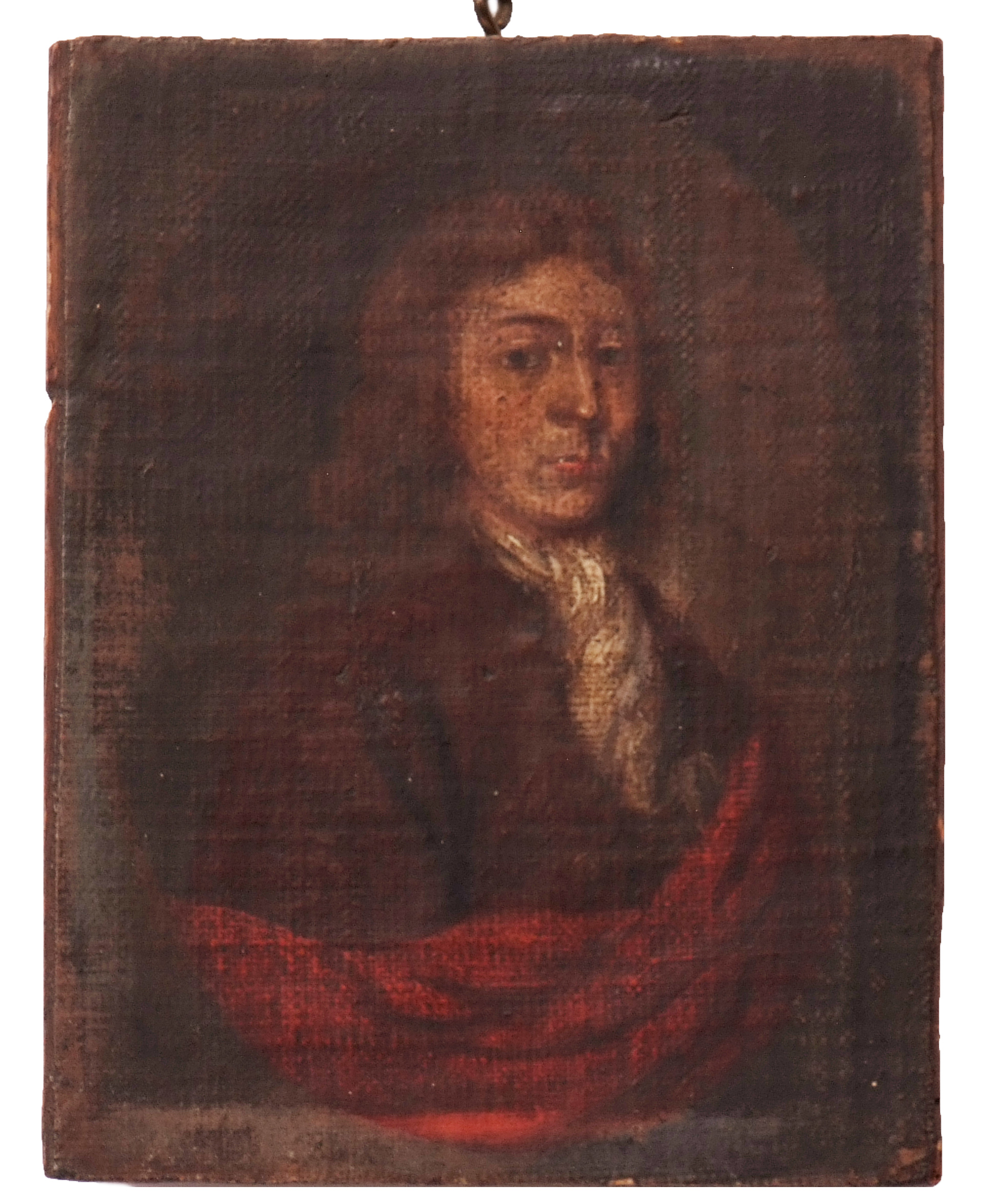 English School (18th century), Half-length portrait of a gent oil on canvas laid to panel 16 x 13cm,