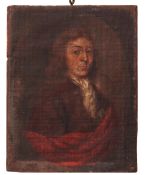 English School (18th century), Half-length portrait of a gent oil on canvas laid to panel 16 x 13cm,