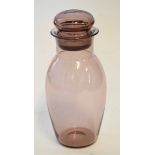 Circa 1930s pale amethyst cocktail shaker, probably Scandinavian, 24cm high