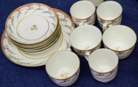 Late 18th/early 19th century part English porcelain tea set comprising 6 cups of various shapes,