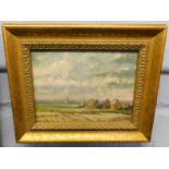 Keith Johnson, signed oil on board, Norfolk landscape, 14 x 19cm