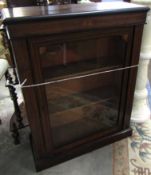 Inlaid Victorian pier cabinet, glazed door enclosing fitted shelving on a plinth base, 76cm wide