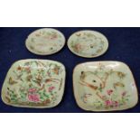 Two 19th century Cantonese famille rose dishes of lobed form, well decorated in typical fashion with