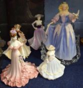 Collection of porcelain figurines by Coalport and Royal Worcester (6)