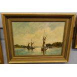 Ronald Crampton, signed oil on board, "River Orwell, Suffolk", 23 x 33cm